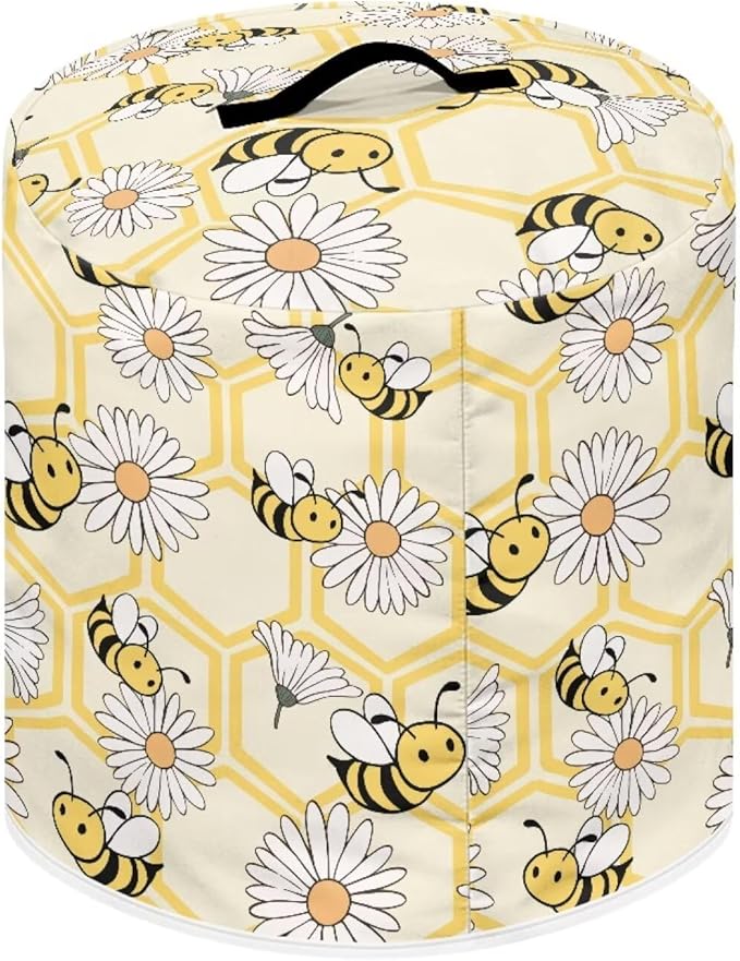 Daisy Bees Print Kitchen Appliance Decor 6 Quart Pressure Cooker/Air Fryer/Rice Cooker DusT Cover with Top Handle and Storage Pockets Machine Washable
