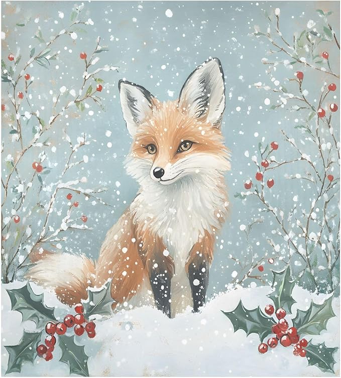 Fox Snow Dishwasher Magnet Cover Front Dishwasher Cover Magnetic Home Cabinet Decals Appliances Stickers Refrigerator Decor, 23x26in