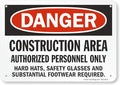 SmartSign "Danger - Construction Area, Authorized Personnel Only" Sign | 7" x 10" Plastic