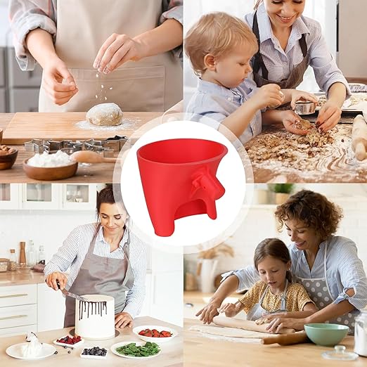 Flour Funnel for Kitchen Aid Mixer, Stand Mixer Attachment, No Mess Anti Spill Design for 4.5-5 Qt Tilt Head Dishwasher Safefor Normal Temperature Wash, Baking Tool (Red)