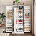 MOUMON Kitchen Pantry Storage Cabinet with Doors and Shelves, Rotating Racks, Tall Pantry Cabinet Cupboard with Door Racks, White, 19.7”D x 31.5”W x 72.2”H