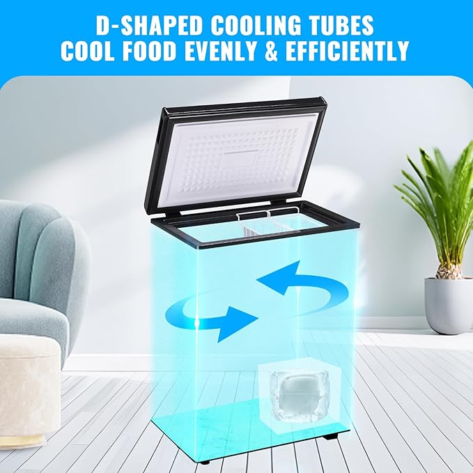 Mini Chest Freezer Compact Deep Freezing Machine with Electronic Temperature Control (Accurate to 1 ℉) Freestanding Small Freezer with 2 Removable Storage Baskets Black