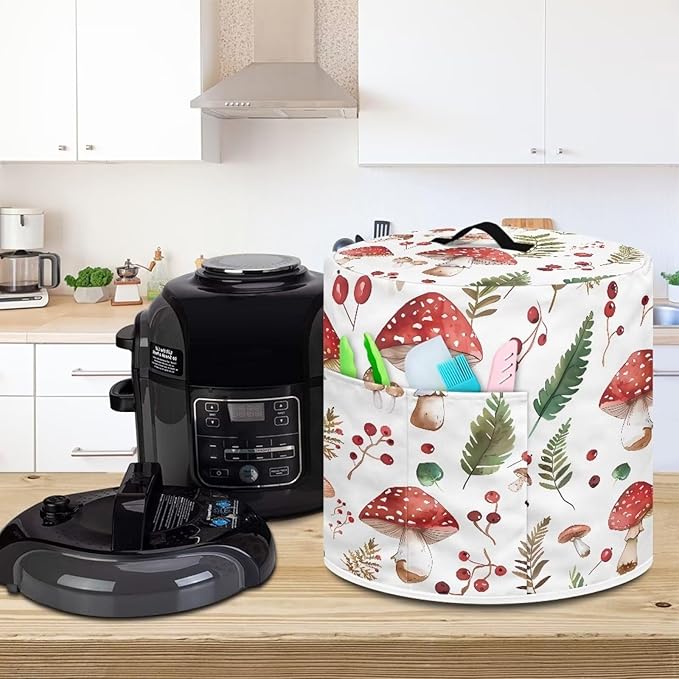 Cute Mushroom Kitchen Appliance Covers Pumpkin Fryer Dust Covers Instant Pot 3 Quart Inner Pot Cover for Air Fryer Hand Washable Convenient Gifts for Kitchen Decor for Fall M