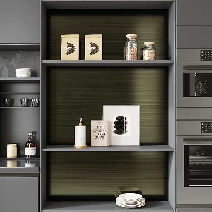 CRE8TIVE Thick Bronze Black Stainless Steel Contact Paper Peel and Stick 12"x80" Brushed Metallic Wallpaper Removable Heat Resistant Vinyl Roll for Kitchen Appliances Refrigerator Microwave Oven