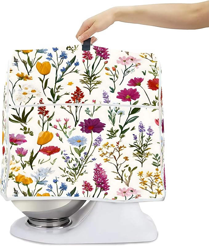 Mixer Dust Cover for 6-8 Qt Stand Mixer, Cloth Cover with 2 Storage Pockets for Stand Mixer Protective Covers Large for 6-8 Quart Mixer