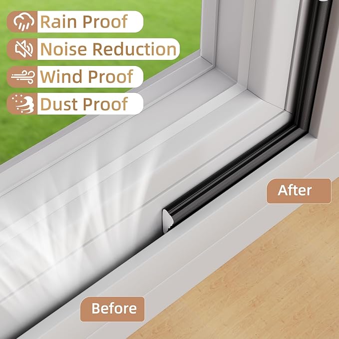 3Pcs×196" Wedge-Shape Foam Window Weather Stripping Door Seal Strip,Soundproofing Frame Insulation Tape for Exterior Front Door,Noise Cancelling Window Inserts,Door Gap Filler Light Blocker,Black