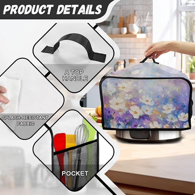 Fashion Flower 6-8 Qt Slow Cooker Dust Cover - Compatible with 6-8 qt Slow Cooker - Kitchen & Living Room Decor