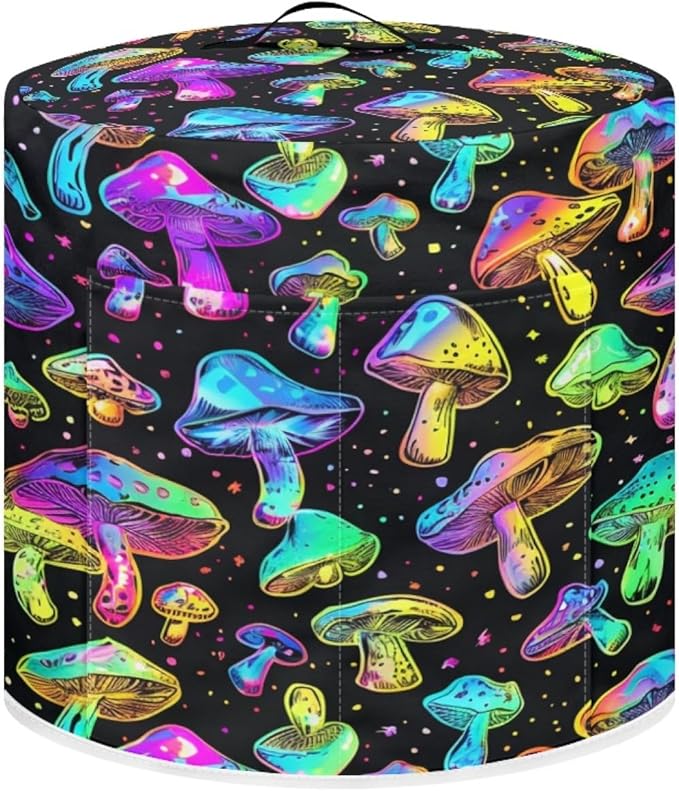 Mushroom Pressure Cooker Cover for Women Insulated Rice Cooker Cover with Easy to Clean Lining Stain Resistant Dust Cover with Pockets for Instant Pot 6 Quart Appliance Cover