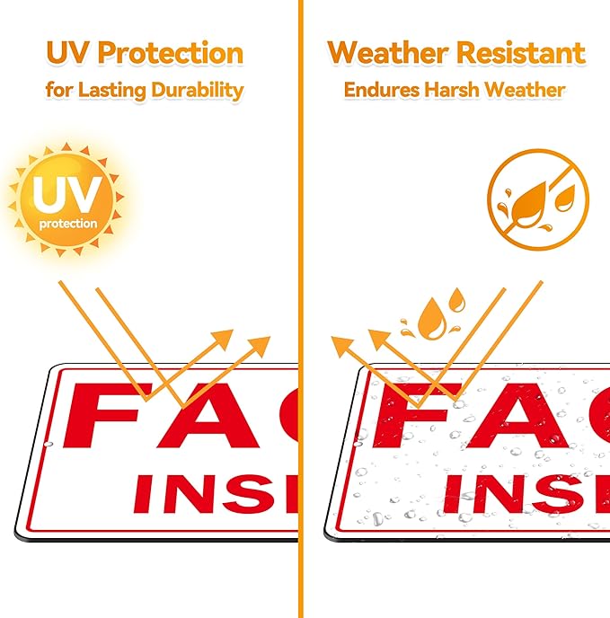 FACP Sign, (2 Pack) Self Adhesive FACP Inside Signs, Rust Free and Reflective Aluminum Metal Sign Sticker for Door (9 x 6 inches, White/Red)