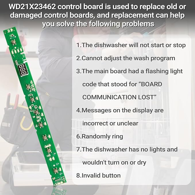 New Upgrade WD21X31902 WD21X23462 Dishwasher User Interface Control Board, WD21X31902C Control Board Compatible with GE Dishwasher, Replace Parts WD21X26179 WD21X32000