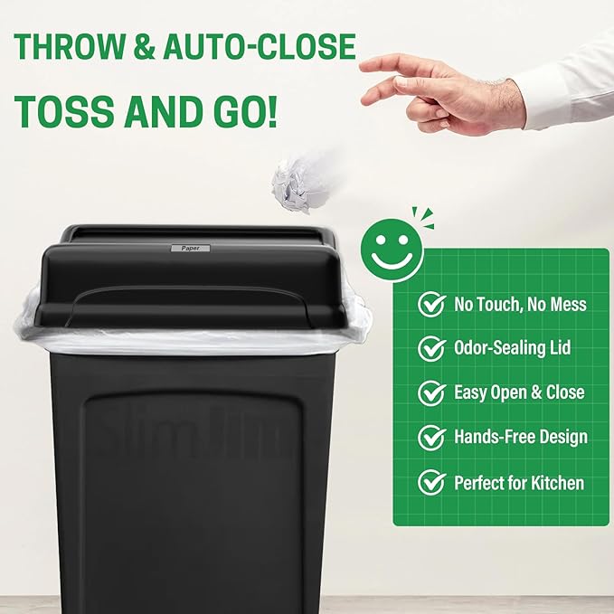 Trash Can Lid Compatible for 16/23 Gallon Slim Jim Trash can, 16 Gallon CleanTek Trash Can, 22 Gallon Highboy Trash Can, Pack of 2