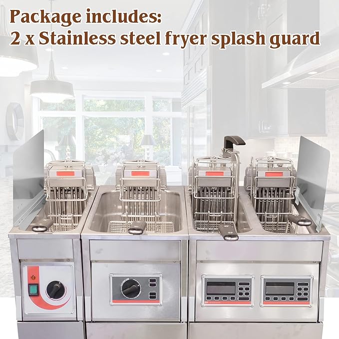 Ferraycle 2 Packs Stainless Steel Fryer Splash Guard Commercial Side Stove Splash Splatter Guard for Stop Oil from Splattering(20-1/2)