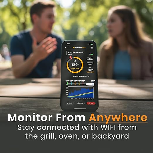MeatStick V Wireless Meat Thermometer, 1200°F Heat Resistance, Unlimited Range WiFi & Bluetooth, Smart Digital Probe for Grilling, Smoking, Sous Vide, BBQ, Air Fryer, Oven, Smoker, Kitchen Cooking