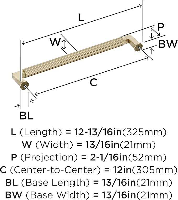 Amerock Ballard 12 inch (305mm) Center-to-Center Golden Champagne Appliance Pull, BP37650BBZ