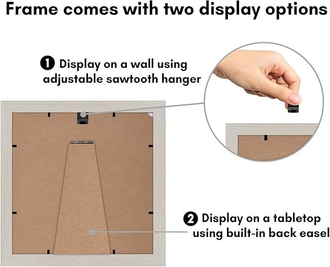Americanflat 8x8 Picture Frame with Shatter-Resistant Glass - Use as 4x4 Frame with Mat or Display 8x8 Photo Without Mat - Signature Collection - Square Frames for Tabletop and Wall - Light Wood
