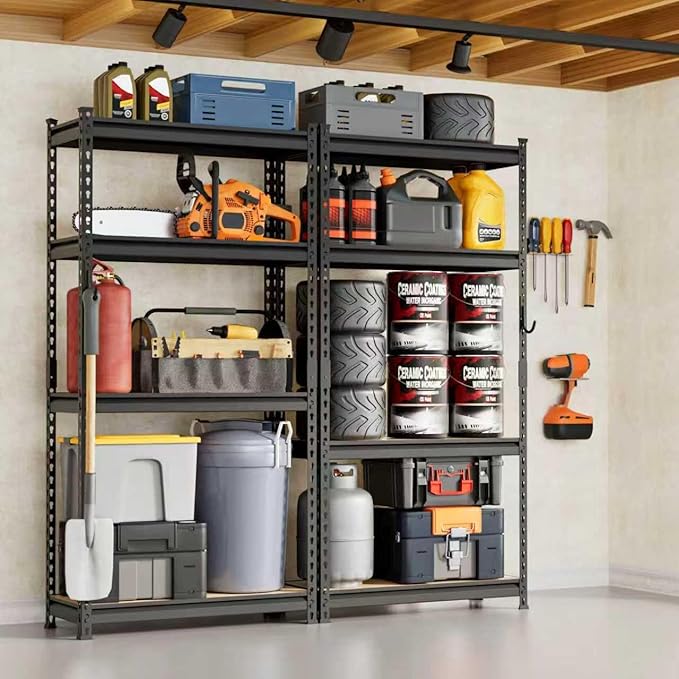 DYNALOAD 3200 Lbs Heavy Duty Garage Shelving, 4-Tier Adjustable Metal Storage Shelves, Boltless Steel Utility Rack for Garage Basement Warehouse, 30" W x 12" D x 60" H