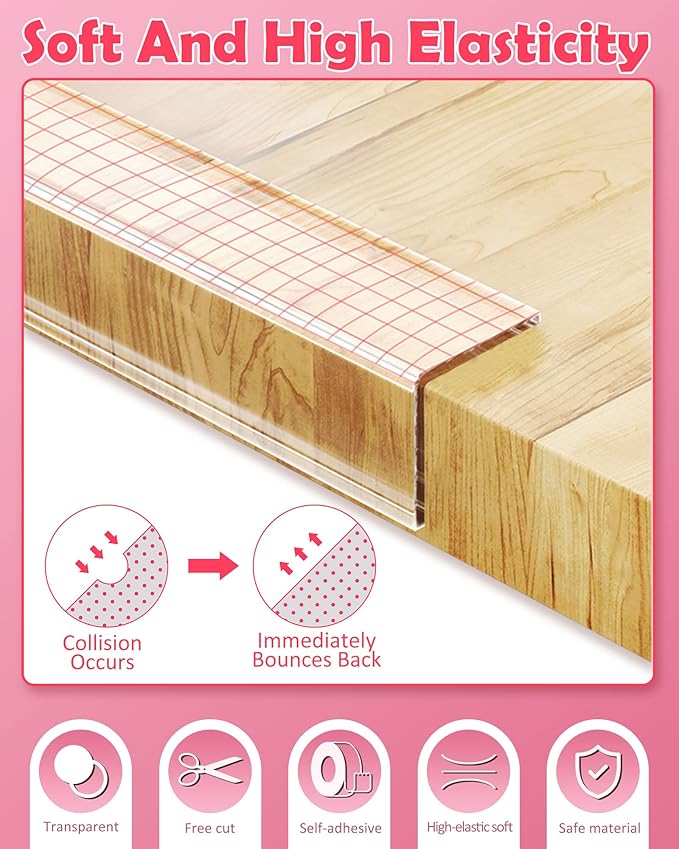 Baby Proofing, Clear Edge Protector Strip, Soft Corner Protectors for Kids, Baby Child Safety Corner Guards for Furniture Against Sharp Corners for Tables, Drawers, Sink, Wall 1.2in x 6.6ft