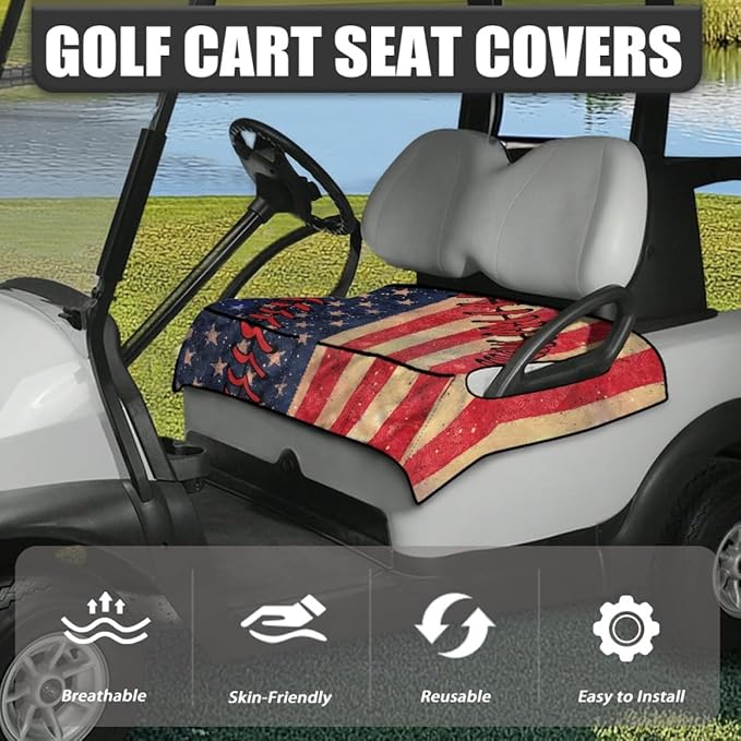 Golf Cart Seat Cushion Cover with Soft Towel Fabric and Waterproof Protection, Non-Slip Seat Protector for Golf Carts, Utility Carts and Community Vehicles