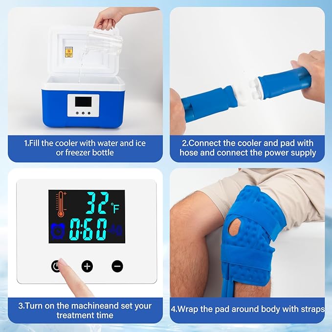 Ice Machine for Knee After Surgery, Timer Looped Knee Ice Machine with Digital Panel, 9 Quarts Cold Therapy Machine for Knee Replacement Home Cryotherapy System for Surgery Recovery