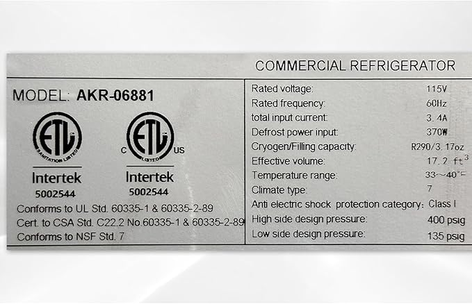 Commercial Refrigerator 1-Door Solid Upright Reach in Stainless Steel NSF 27" Width, Capacity 17 Cuft, Bottom Mounted Restaurant Quality Kitchen Cooler Fridge AKR-06881, NSF Certified