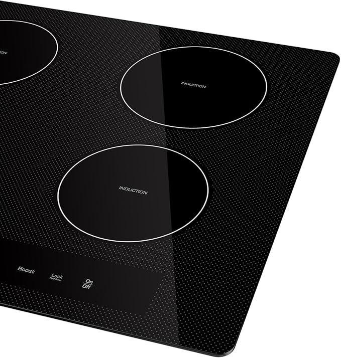 Empava 24 Inch Electric Induction Cooktop, 4 Burner Built-In Smooth Glass Stove Top with Power Boost, Touch Control, Timer, Child Lock, Residual Heat Indicator, Hardwired