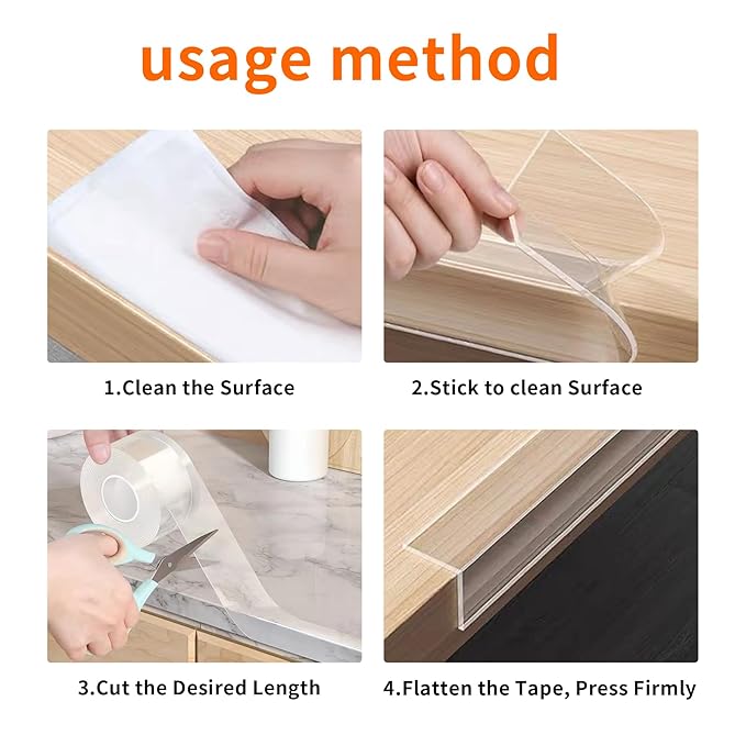 2Pack Baby Proofing Edge Protector for Baby,0.8in x 9.84ft,Clear Edge Protector Strip Sharp Edge Wrap Cover Tape,Corner Bumpers for Furniture,Crib Rail Covers for Teething