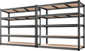 REIBII 48" W Garage Shelving 3020LBS Storage Shelves 5 Tier Industrial Shelving Adjustable Metal Storage Shelves for Garage, Basement, Warehouse, Commercial, Easy Assemble, 48" W x 72" H x 24" D, 2PC