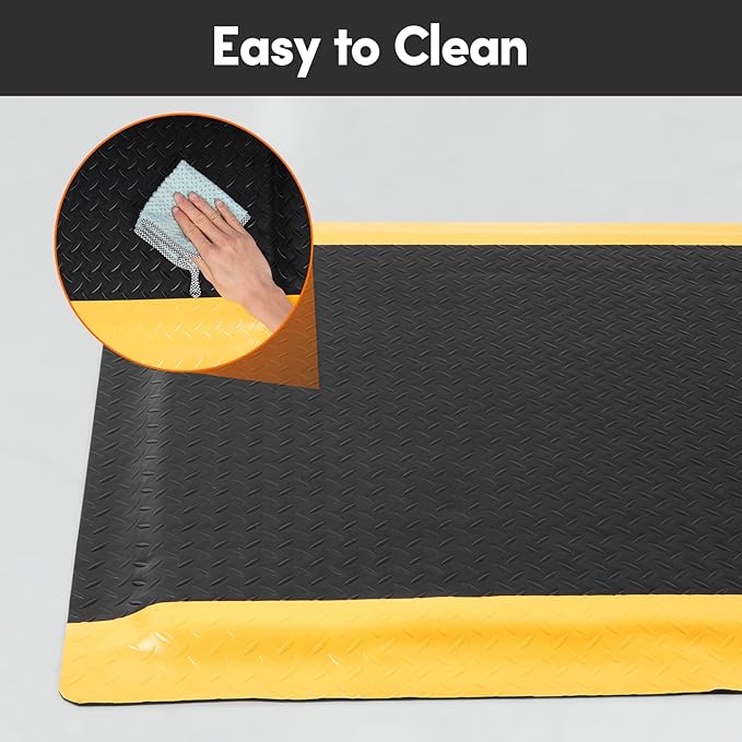 Anti Fatigue Mats Industrial 2' x 7' 15/16" Thick Sponge Base Heavy Duty Commercial Diamond Plate Ergonomic Standing Floor Mat Industrial Floor Mats Helps Relieve Back and Leg Soreness