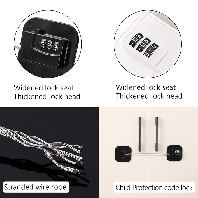 2 Packs Refrigerator Lock Combination Coded Fridge Lock Freezer Child Safety Lock Door Lock with Strong Adhesive No Keys Needed Black