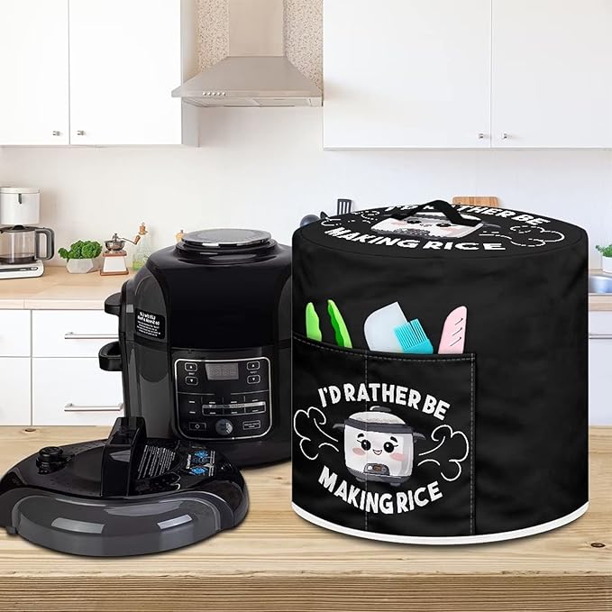 Round Pressure Cooker Cover 8 qt,Cute Cooker Pattern Kitchen Appliance Cover Dust Cover with Pockets for Electric Pressure Cooker Air Fryer Rice Cooker Steamer