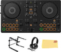 Pioneer DJ AlphaTheta DDJ-FLX2 Compact 2-Channel DJ Controller Bundle with Laptop Stand, Headphones, and Austin Bazaar Polishing Cloth