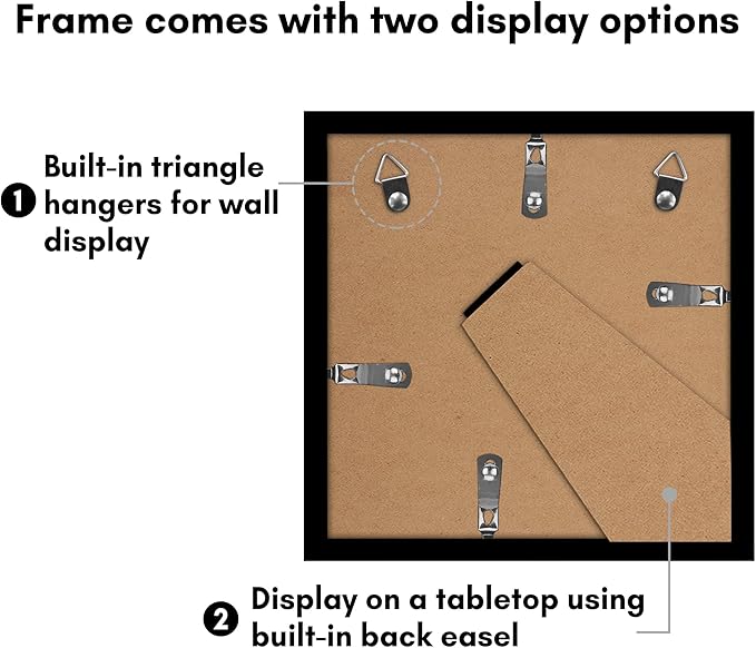 Americanflat 8x8 Picture Frame with Polished Plexiglass - Set of 5 - Use as 5x5 Frame with Mat or Display 8x8 Photo Without Mat - Galleria Collection - Square Frames for Tabletop and Wall - Black