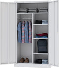 Letaya Metal Locker,Steel Wardrobe Storage Cabinets with Lock Door,Clothing Coat Storage Freestanding for Office, Home, School, Employee,Gym,Fire Department (White)