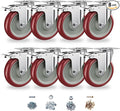 Casters Set of 8 Heavy Duty - Caster Wheels 5 Inch, CLOATFET Locking Castors, Swivel Casters with Brake (Top Plate), Double Ball Bearing Non Marking Castor Wheels for Cart Furniture Workbench