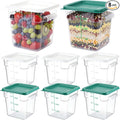 Lallisa 8 Pack 4 Qt Clear Food Storage Container with Handles and Lid Commercial Grade Square Food Containers with Lids Polycarbonate Storage Container for Home Kitchen Restaurant (White and Green)