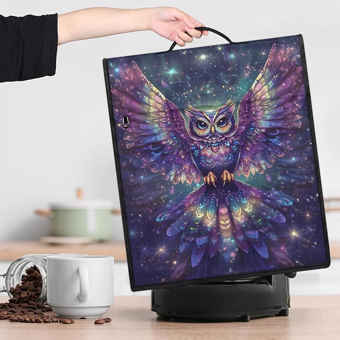 Kitchen Aid Mixer Cover Animal Glowing Owl Stand Mixer Cover Compatible with 6-8 Quarts Stand Mixers, Dust Covers with Zipper Pocket Foldable Washable Kitchen Aid Organizer Bag