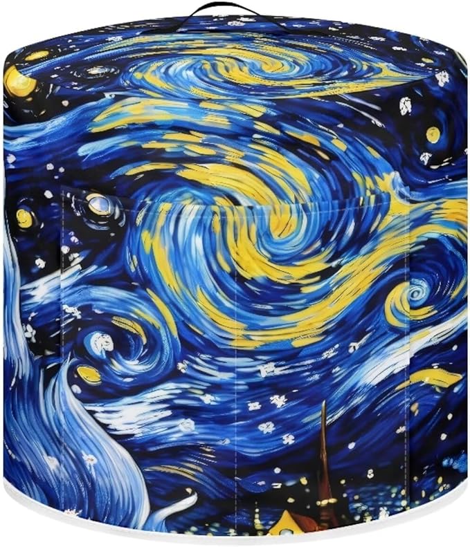 Starry Night Dust Cover with Pocket for Instant Pot, Rice Cooker and Air Fryer, Round Pressure Cover Dust-Proof Stain Resistant Electric Appliance Cover