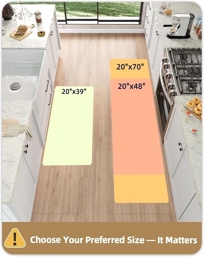 Color&Geometry 0.71" Extra Thick Anti Fatigue Cushion Kitchen Floor Mat,Easy Clean, Water & Oil Proof, Non Slip, Foam Padded Runner Rug for Front Sink,20"x 39" Grey (2.0 Version)