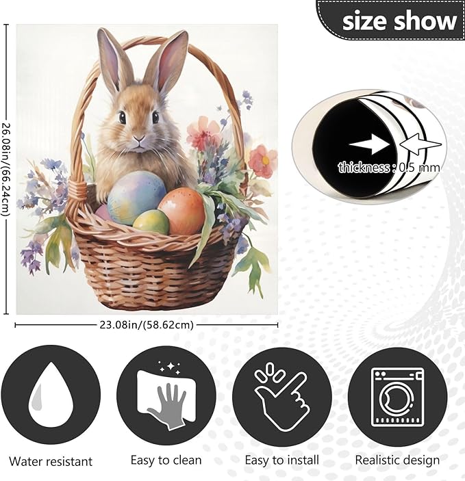 Dishwasher Magnet Cover, Easter Bunny Magnet Sticker Fridge Panel Decal for Home Kitchen Decor, 23x26 in