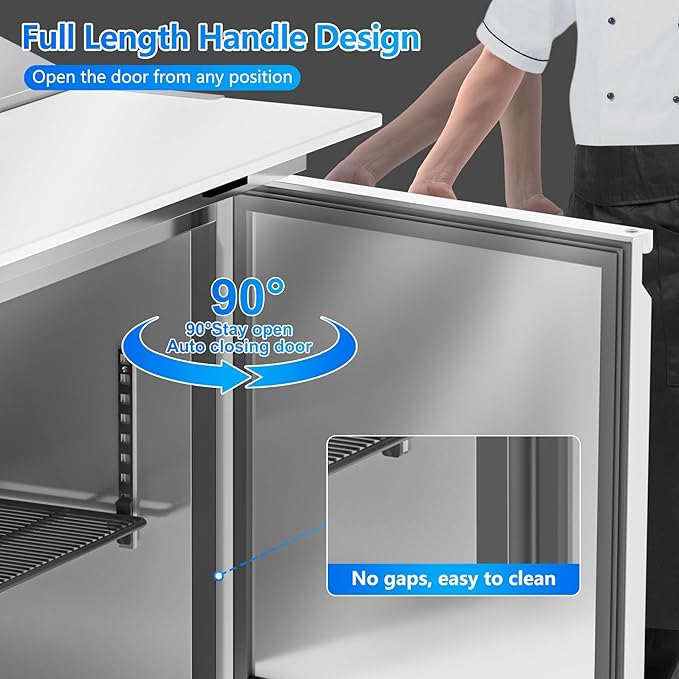 60" W Commercial Refrigerator Sandwich Salad Prep Table, 17.8 Cu.ft 2 Door Commercial Stainless Steel Mega Top Food Prep Fridge with 24 Pans, Salad Prep Station for Restaurant, Bar, Shop