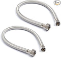 Stainless Steel Braided Water Connectors with Reinforced PVC Inner Hose for Faucets, 3/8" Compression x 1/2" FIP, 30" Length (2Pack)