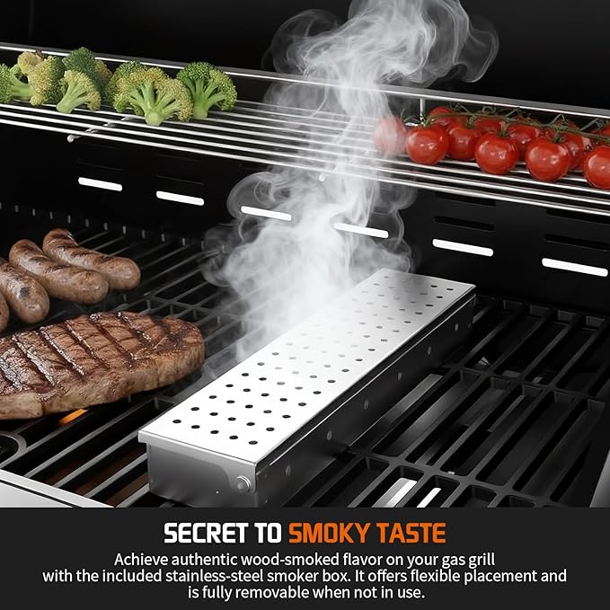 Propane Gas Grill, 4+1 Stainless Steel Barbecue Grill with Infrared Side Burner for Outdoor Cooking, Black