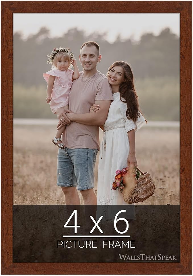 wallsthatspeak 4x6 Dark Walnut Rustic Pine Picture Frame for Puzzles Posters Photos or Artwork