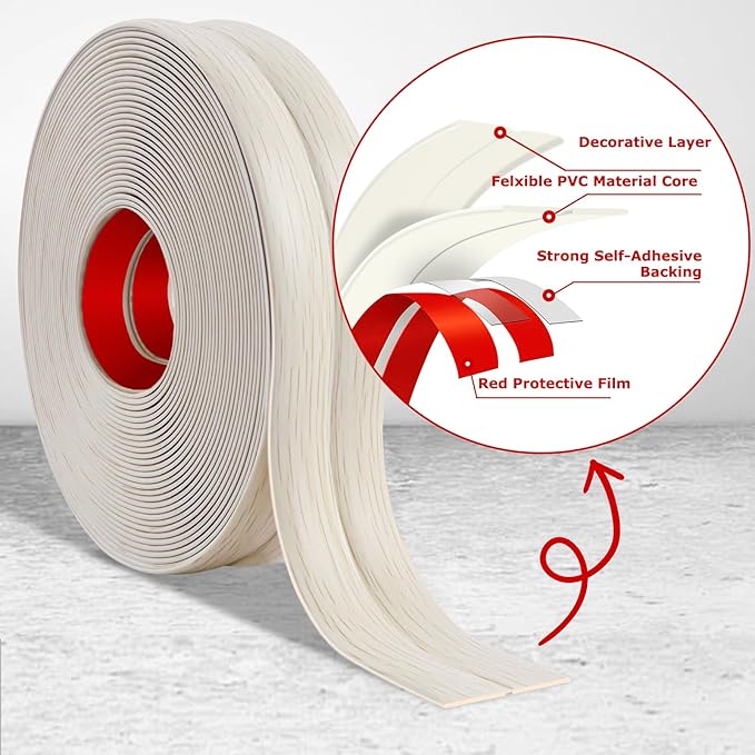 Flexible Wall Corner Protector Moulding Trim Peel and Stick Wall Corner Guards Edge Protector Self Adhesive Molding Trim Strip for Edge Ceiling (Beige Wood Grain, 0.8 in x 10 Ft)