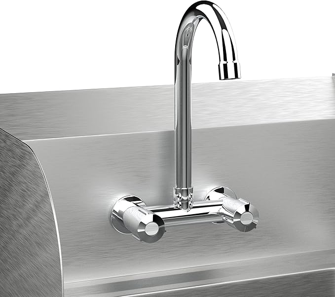 Bonnlo Upgraded Commercial Hand Wash Stainless Steel Prep/Bar Sink with Side Splash Guard - Wall Mount Utility Sink Hand Washing Basin with Faucet for Commercial Restaurant RV Kitchen