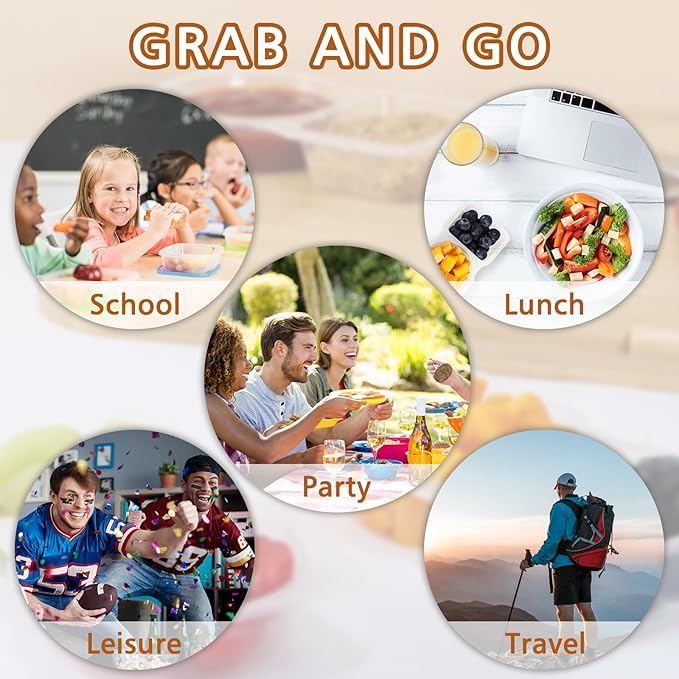 40 Sets Reusable Snack Containers With Lids, Double Compartment Snack Pack Containers, Portion Control, Meal Prep, Ideal For On-The-Go Mini Sauce Boxes & Lunchable Snack Packs For Kids