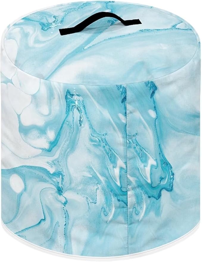 Cover for 3 Quart Pressure Cooker and Air Fryer, Stain Resistant Washable Protective Electric Appliance Cover with Front Pocket Kitchen Decoration, Light Blue Marble
