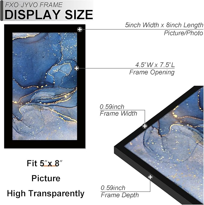 5x8 Picture Frame, Black Frame for 5 x 8 Inch Picture Poster Photo, Light Weight and High Transparent 5 by 8 Frame for Wall - 1 Pack/Black/5"x8"