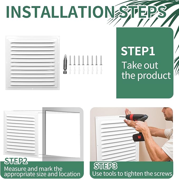 Gable Vents (10" x 10" 2Pcs) Aluminum Walls, Lofts, Garages more, More with Screens, Metal Shed Vents, Outdoor Houses, Loft Ceiling Reinforcement, Square Vents, Blinds, Exterior Grille(White)