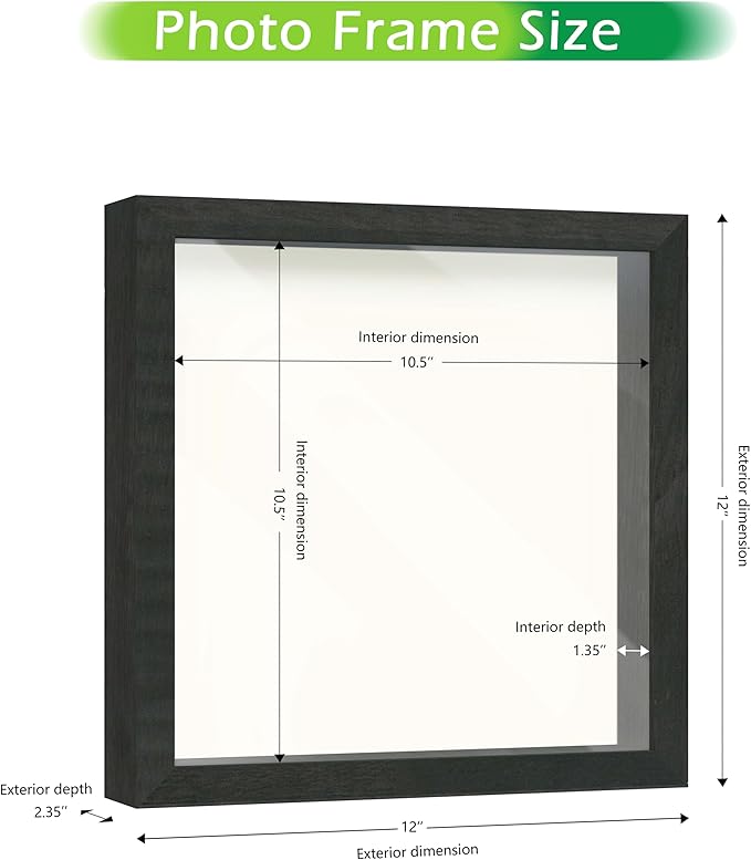 FrameWorks 11x11 Driftwood Wooden Shadow Box Frame – Soft Felt Back, Tempered Glass, and Included Elegant White Ball Push Pins